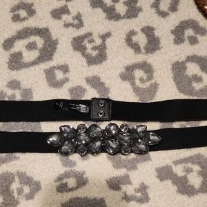 Torrid Elegant Black and Silver Embellished Stretch Belt Size 4